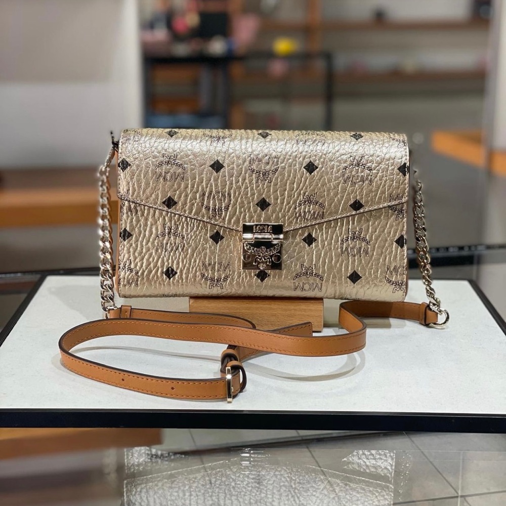 Last one! Price firm! MCM medium Mille Berlin gold color crossbody bag $750+ tax